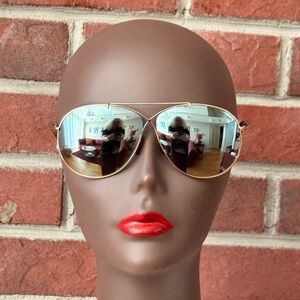 Tom Ford Eva TF374 Mirror Blue Lenses Silver Metal Frame Aviator Sunglasses